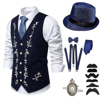 Anni Ruggenti Anni 1920 Retrò Vintage Abiti Gilet Set di accessori Gentiluomo Costume Per uomo Halloween Carnevale Capodanno Festa / Sera Mascherata Vigilia di Capodanno Adulti Cravatta Gilet Altri