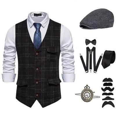 Anni Ruggenti Anni 1920 Retrò Vintage Abiti Gilet Set di accessori Gentiluomo Costume Per uomo Halloween Carnevale Capodanno Festa / Sera Mascherata Vigilia di Capodanno Adulti Cravatta Gilet Altri