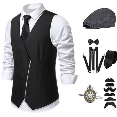 Anni Ruggenti Anni 1920 Retrò Vintage Abiti Gilet Set di accessori Gentiluomo Costume Per uomo Halloween Carnevale Capodanno Festa / Sera Mascherata Vigilia di Capodanno Adulti Cravatta Gilet Altri