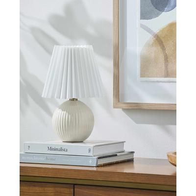 Shahrekord 12"H x 8"W x 8"D Modern Cream/White/Translucent Table Lamp - Boutique Rugs