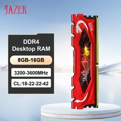 JAZER DDR4 Ram 16GB 8GB 3200MHz PC4 Desktop Gaming Memory Support Motherboard DDR4 Memory