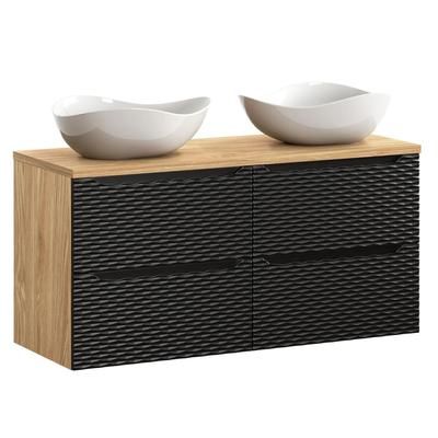 Mobile bagno doppio lavabo effetto legno nero e marrone 120cm