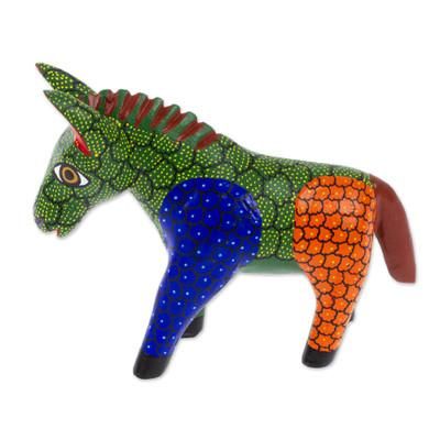 Splendid Donkey,'Wood Donkey Alebrije Figurine Carved and Painted by Hand'