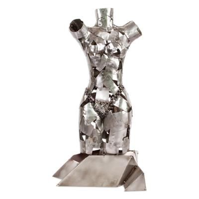 Chained Venus,'Rustic Scrap Metal Female Torso Sculpture'