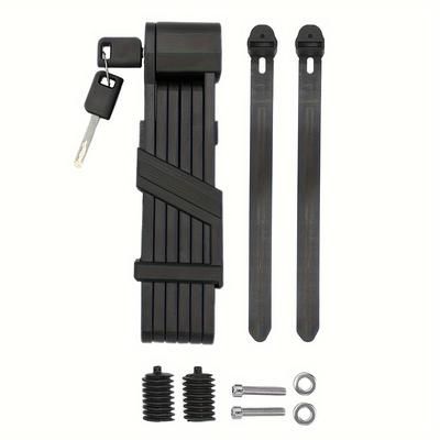 "TEMU High-strength Steel Folding Bike Lock - 34.25" Portable Anti-theft Security For Bicycles, Electric Scooters, Motorcycles & More - Waterproof & Dustproof, Black"