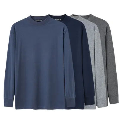 1pcs Men's Long-sleeved Thermal Underwear Father Half High Collar Solid Cotton Autumn Winter