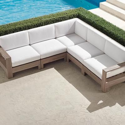 St. Kitts 5-pc. Modular Set in Weathered Teak - Quick Dry, Charcoal - Frontgate