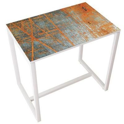 table réunion haute 4 pers plateau rouille- manutan expert