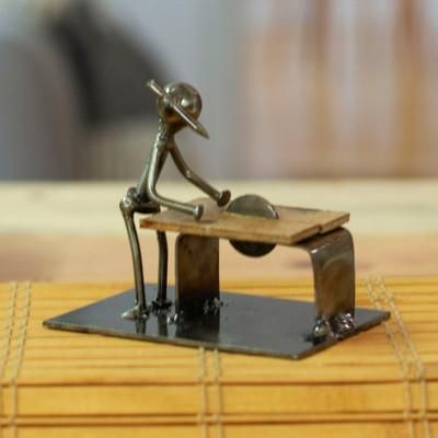 Handy Carpenter,'Carpenter at Work Recycled Metal Figurine from Mexico'