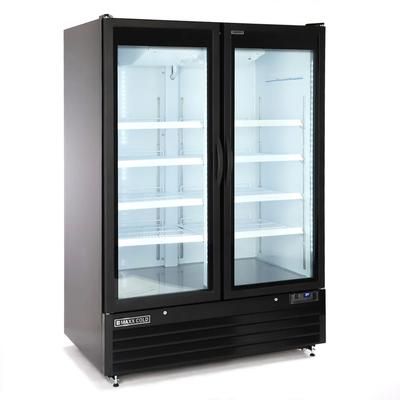 Maxx Cold MXGDM-50FBHC 54" X-Series 2 Section Display Freezer w/ Swing Doors - Bottom Mount Compressor, Black, 120v