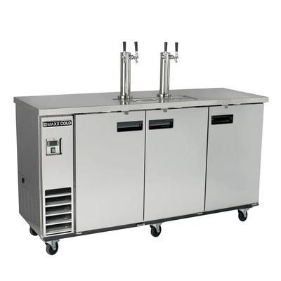 Maxx Cold MXBD72-2SHC 73 1/16" X-Series Kegerator Commercial Beer Dispenser w/ 3 Keg Capacity - 3 Columns, Stainless, 120v, Silver