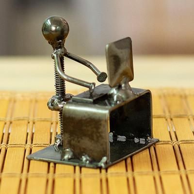 'Man at Office Desk Eco-Friendly Recycled Metal Figurine'