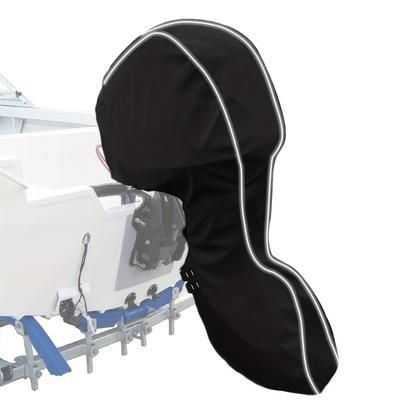 TEMU A Black Waterproof And Dustproof Cover For An Outboard Engine, Suitable For Boats With Adjustable Engines, Including Hood And Exhaust Protection