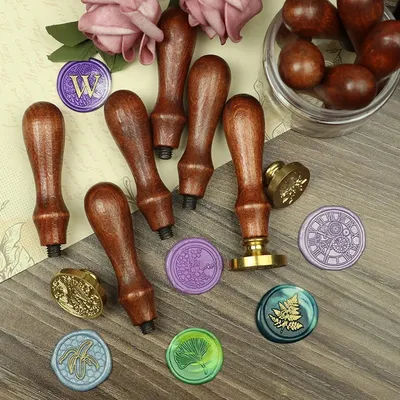 1 Pcs Lacquer Seal Wooden Handle DIY Handicraft Tool Retro Envelope Sealing Handle Wax Tool 8X2cm Roller Stamp Decoration