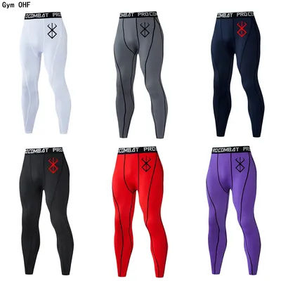 Rashguard Men's Compression Tight Pants Fitness Sport Running Leggings Men Anime Guts Gym Athletic Quick Dry Trousers Men