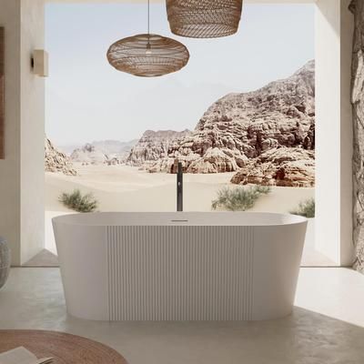 Randolph Morris Vertical 67 Inch Acrylic Partial Fluted Double Ended Freestanding Tub RMTW6007-67