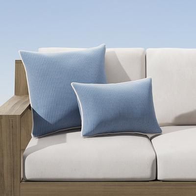 Ollie Stripe Indoor/Outdoor Pillow - Dove, 17" x 17" Square Dove - Frontgate