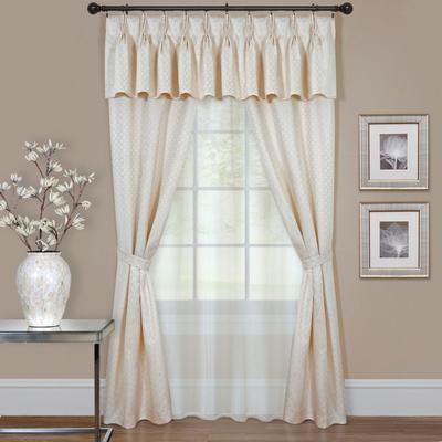 Wide Width Claire 6-PC Window Set by BrylaneHome in Ivory (Size 55" W 63" L)