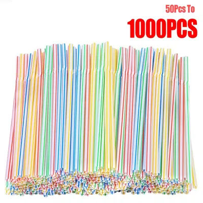 50-1000Pcs Drinking plastique Straws Colorful rietjes Flexible Wedding Party Supplies Plastic Drinking plastico Straws Kitchen