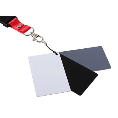 3in1 Pocket-Size Digital White Black Grey Balance Cards Camera Accessory 18% Gray Card with Neck