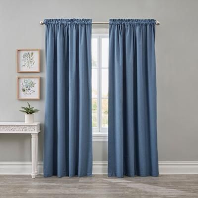 Wide Width BH Studio Blackout Curtain by BrylaneHome in Smoke Blue (Size 52" W 63" L)