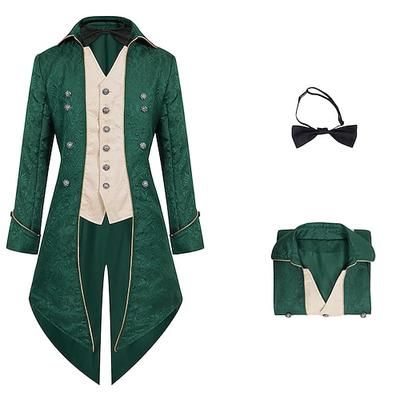 Punk Gotico Medievale Rinascimento Cappotto Giacca Frac Ebenezer Scrooge Dickens Principe Elfo Nobile Costume Per uomo Reale Stile Steampunk Natale Halloween Mascherata Evento / Festa Mascherata