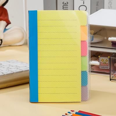 TEMU 1pc Index Divider Sticky Notes, Tabbed Self-stick Lined Note Pad, 60 Ruled Notes, Assorted Neon Colors, Random Colors