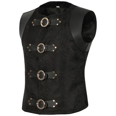 Medieval Jacket Gothic Mens Victorian Suit Vest Steampunk Gothic Waistcoat Men's Casual Vest Stage Show Costume Evening Dress