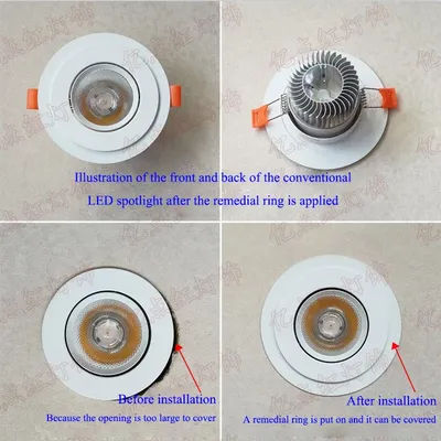 Spot Lumineux LED Circulaire Blanc et Noir avec Adaptateur d'Anneau d'Abat-Jour, Couverture Dissimulée, Extension de Support circlips rondelle rondelles metal anneau de restriction pince rondelle de