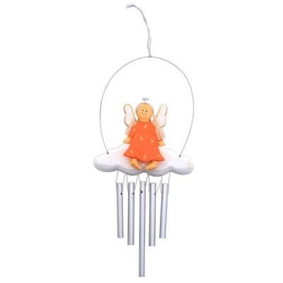 'Angel-Themed Wood Wind Chime in Orange from Bali'