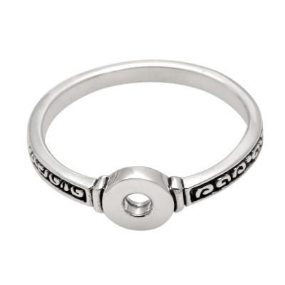Circle of Faith,'Slim Sterling Silver Band Ring with Oxidized Detail'