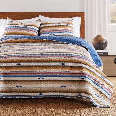 Painted Desert Rustic Boho Quilt Set, Sapphire, 3-Piece King by Greenland Home Fashions in Sapphire (Size KING)