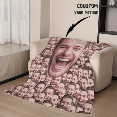 TEMU Custom Photo Blanket - Personalized Flannel Throw With Vibrant Print, Soft & Cozy For All , Perfect Graduation Gift Or Home Decor, Personalized Blanket