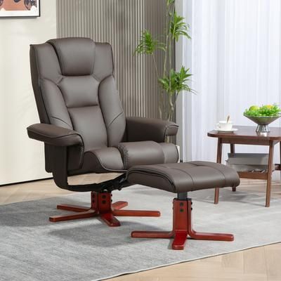 TEMU Recliner Chair With Footstool, Pu Leather Upholstered Armchair With Adjustable Backrest, Chair For Living Room, Bedroom