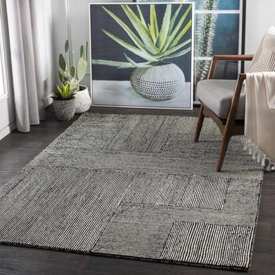 Stevington 5' x 7'6" Wool Black/Cream Area Rug - Boutique Rugs