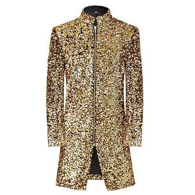 Disco Anni '80 Cappotto Disco Paillettes Costume Per uomo Halloween Mascherata Feste Club Parata dell'Orgoglio Adulti Cappotto Autunno Inverno
