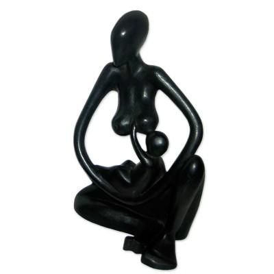 Thank You Mother,'Handcrafted Mother and Child Wood Sculpture'