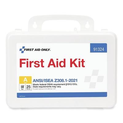 First Aid Only 91324 ANSI 2021 First Aid Kit for 25 People, 94 Pieces, Plastic Case FAO91324