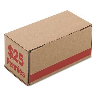 Iconex 94190086 Corrugated Cardboard Coin Storage w/Denomination Printed On Side, Red - Case of 50 ICX94190086