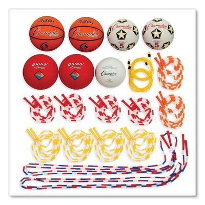 Champion UPGSET2 Physical Education Kit w/Seven Balls, 14 Jump Ropes, Assorted Colors CSIUPGSET2
