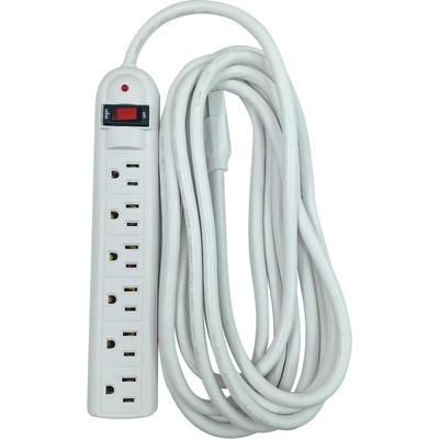 Compucessory 25103 6 Outlet Strip Surge Protectors, 15' Heavy duty Cord CCS25103