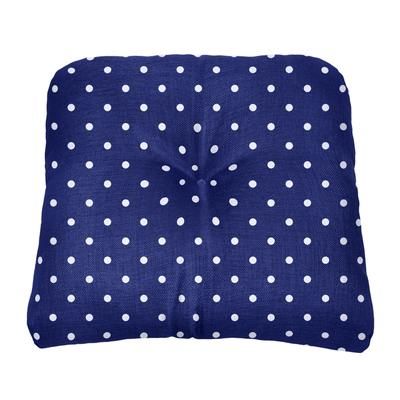 BH Outdoor Performance Tufted Wicker Chair Cushion by BrylaneHome in Evening Blue Dot Thick Patio Seat Pad