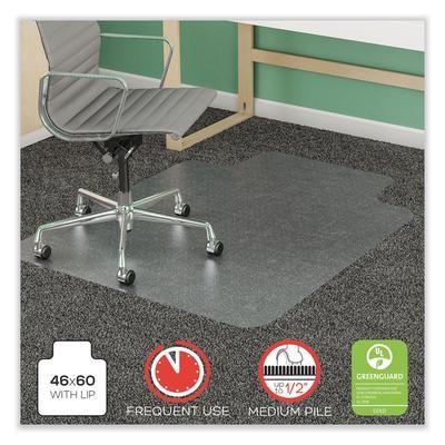 Deflecto CM14432F SuperMat Frequent Use Chair Mat for Medium Pile Carpet, 46 x 60, Wide Lipped, Clear