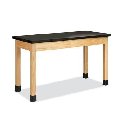 Diversified Woodcrafts, Inc. P7202BK30N Classroom Science Table, 54w x 24d x 30h, Black ChemGuard High Pressure Laminate (HPL) Top, Oak Base DVWP7202B