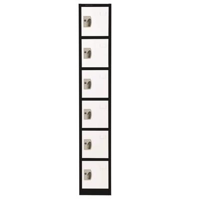 AdirOffice Steel Storage Locker, 6 Compartment, 12 x 12 x 72, Black Body/White Doors (ALHI629206BW)
