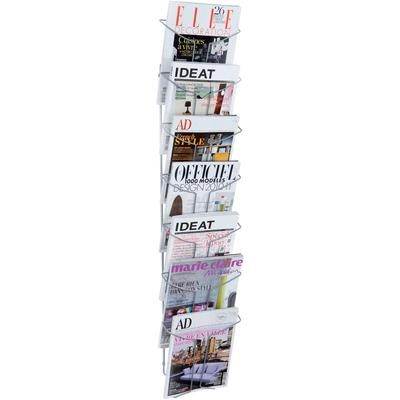 ALBA DDFIL7M Wire A4 Display 7 Compartments, 400 x Sheet, 7 Compartment(s), 1.57", 44.1" Height x 9.8" Width x 5.1" Depth, Chrome, Metal ABADDFIL7M