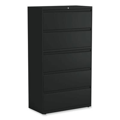Alera HLF3667BL Lateral File, 5 Legal/Letter/A4/A5-Size File Drawers, Black, 36" x 18" x 64.25" ALEHLF3667BL