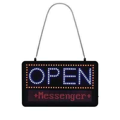 Alpine Industries LED Programmable Message Board Open Sign, 22 x 13, Black Frame, Blue/Red Graphics (ALHALP49710)