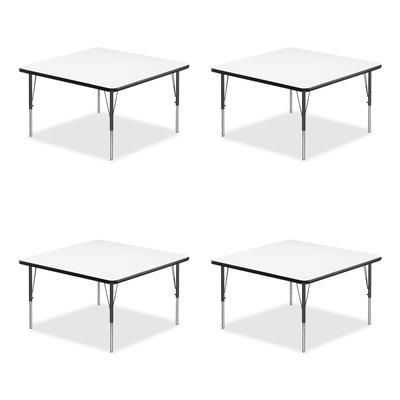 Correll® 4848DE80954P Markerboard Activity Tables, Square, 48" x 48" x 19" to 29", White Top, Black Legs, 4/Pallet CRL4848DE80954P
