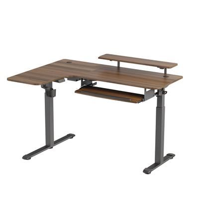 Eureka Ergonomic L-Shaped Standing Desk with Keyboard Tray, Left Desk, 61.25" x 43.25" x 34.38" to 52.88", Walnut/Black (EKAL60LWN)
